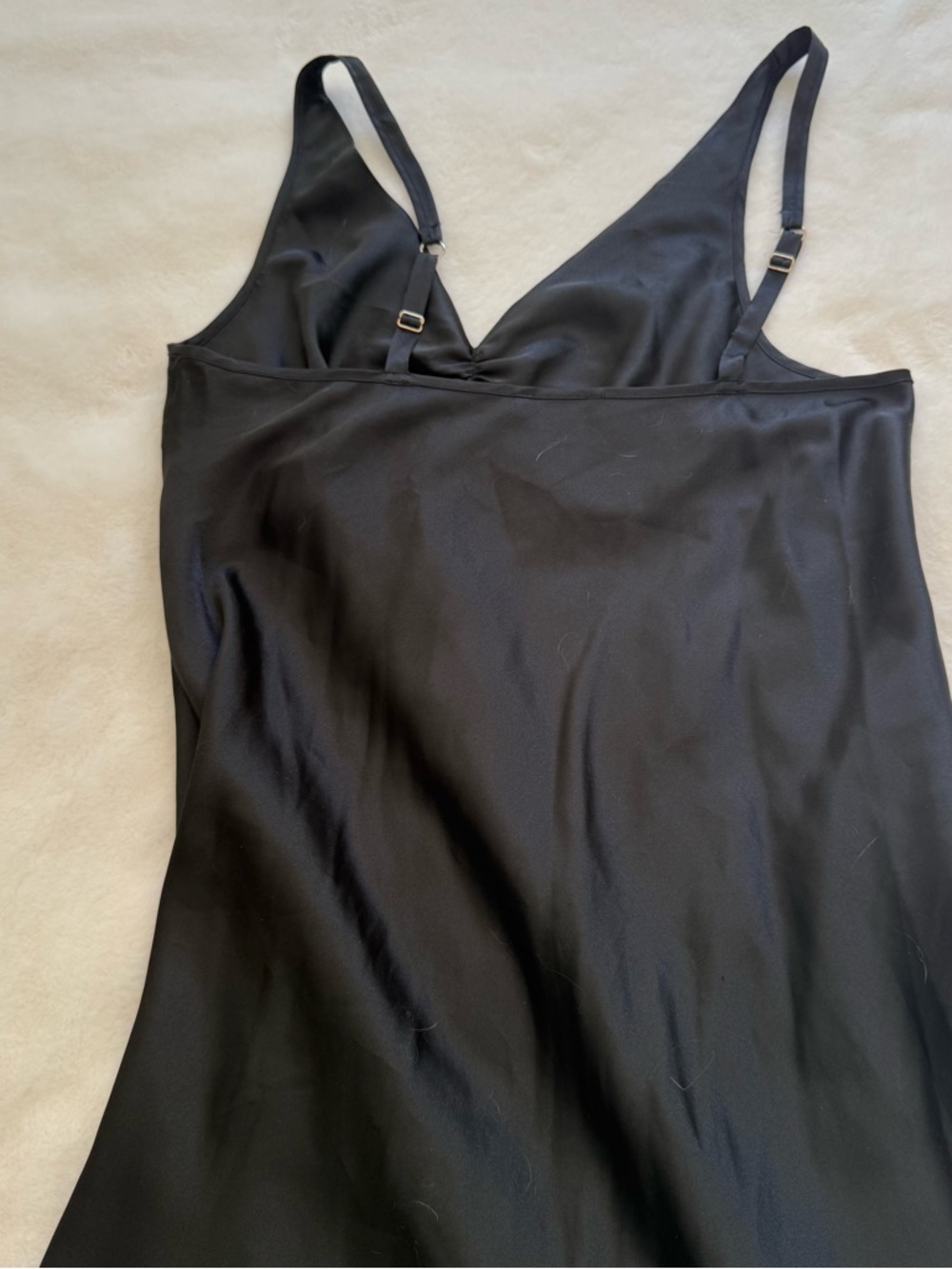 90s Vintage Silky Elegant Black Slip Dress with Delicate Front Knot - Picture 6 of 6